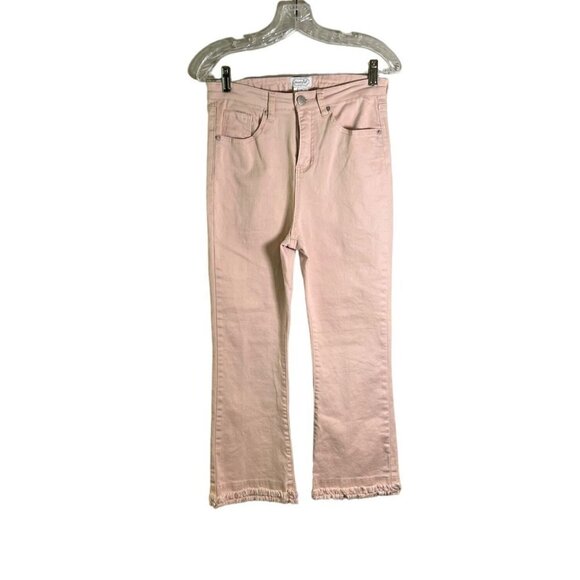 MUD Pie Women's Peach Stretch Denim Fringe Jeans Size Medium - Picture 1 of 9